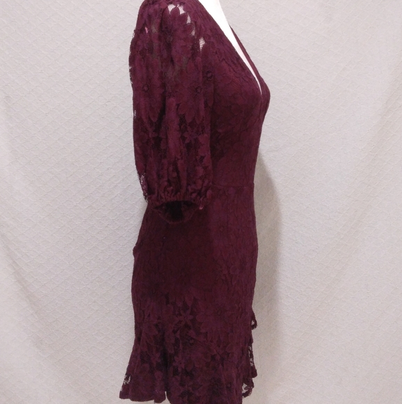 NWOT Saints + Secrets Maroon Lace Floral Dress - Picture 5 of 10